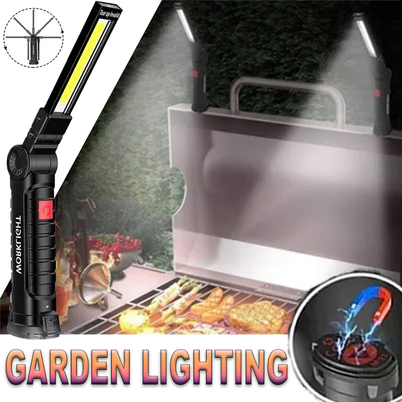 Outdoor Lighting House - ไฟฉาย LED แบบพกพาพร้อมตะขอแม่เหล็กกลางแจ้งทํางานซ่อม Type-C โคมไฟแบบชาร์จไฟได้โคมไฟสําหรับ Camping