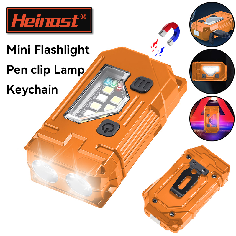Outdoor Lighting Beacon - พวงกุญแจมินิ EDC ไฟฉายแบบชาร์จไฟได้ไฟฉายแม่เหล็ก Super Bright Pocket