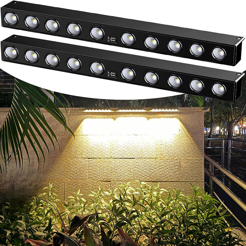 Outdoor Lighting On Fence - 1/2 ชิ้นพลังงานแสงอาทิตย์กลางแจ้งป้ายโคมไฟติดผนังเปิด/ปิดอัตโนมัติเหมาะสําหรับป้ายโฆษณาแสดงแสงรั้วสนามหลังบ้านแสงแนวนอน