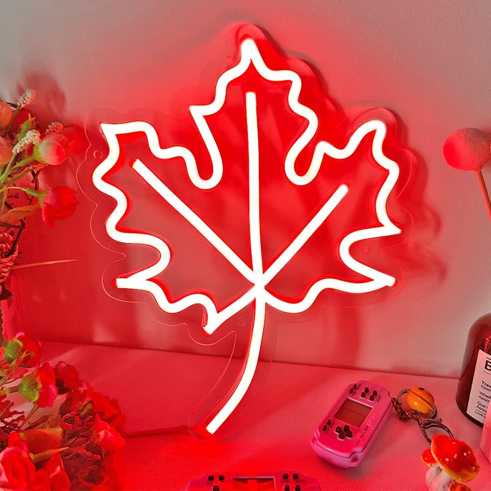 Outdoor Lighting Canada - ป้ายไฟนีออนรูปใบเมเปิลปรับความสว่างได้ สำหรับวันแคนาดา ไฟ LED นีออนสำหรับตกแต่งห้องนั่งเล่น งานปาร์ตี้กลางแจ้ง