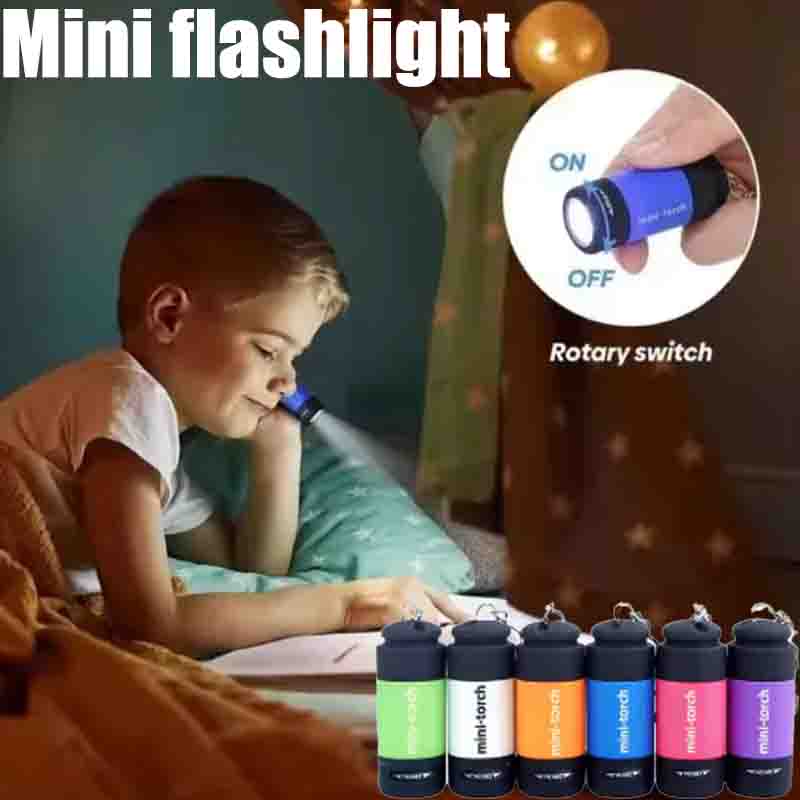 Outdoor Lighting House - USB ชาร์จไฟได้ ไฟฉายขนาดเล็กสำหรับตั้งแคมป์ ไฟฉายพกพาแบบพวงกุญแจ แสงสว่างแรง กันน้ำ