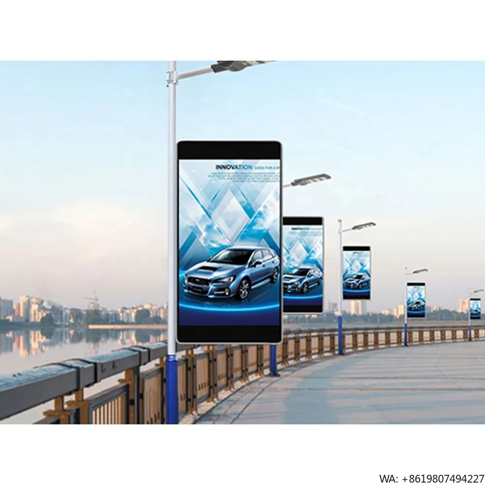 Outdoor Lighting Pole - เสาไฟถนนน้ำหนักเบาพร้อมป้ายดิจิตอล LED ติดตั้งบนเสา จอแสดงผล LED กลางแจ้งกำลังไฟต่ำ