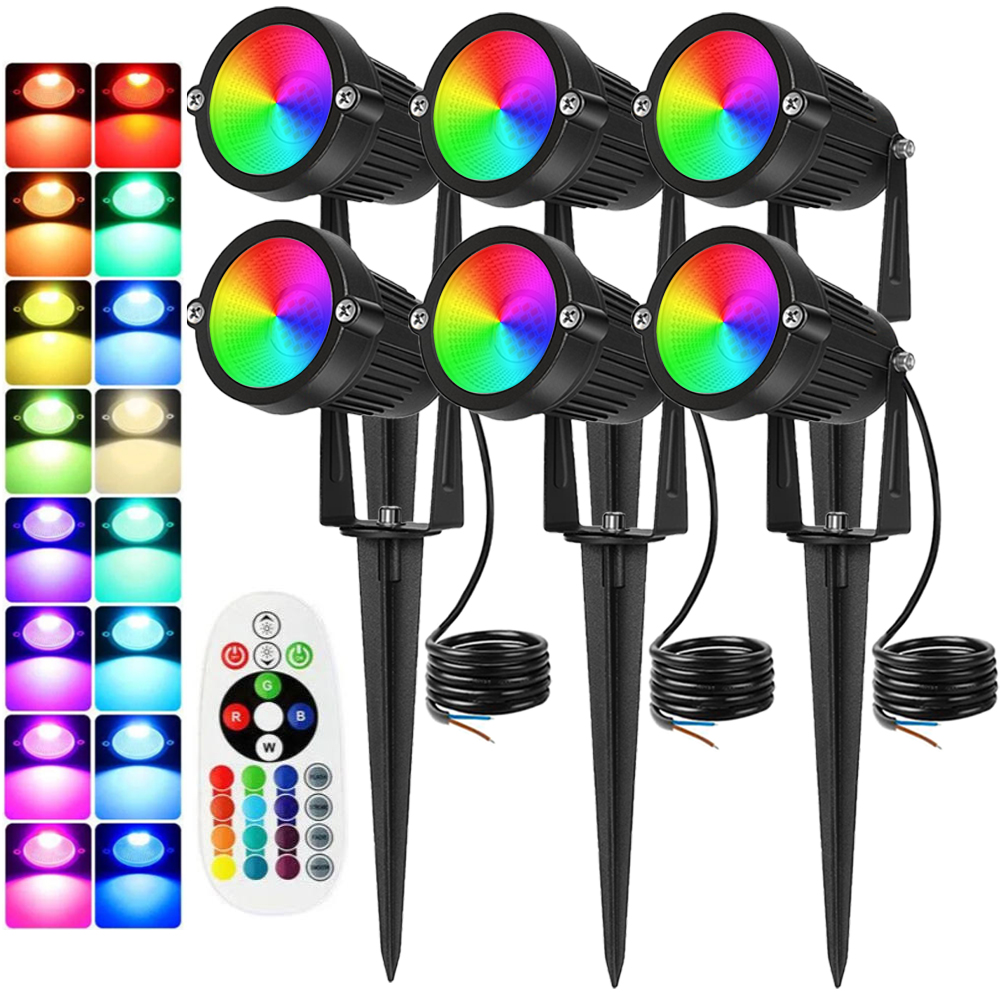 Outdoor Lighting Waterproof - ไฟส่องสว่างภูมิทัศน์ RGBW 10W พร้อมรีโมท สปอตไลท์ 110V