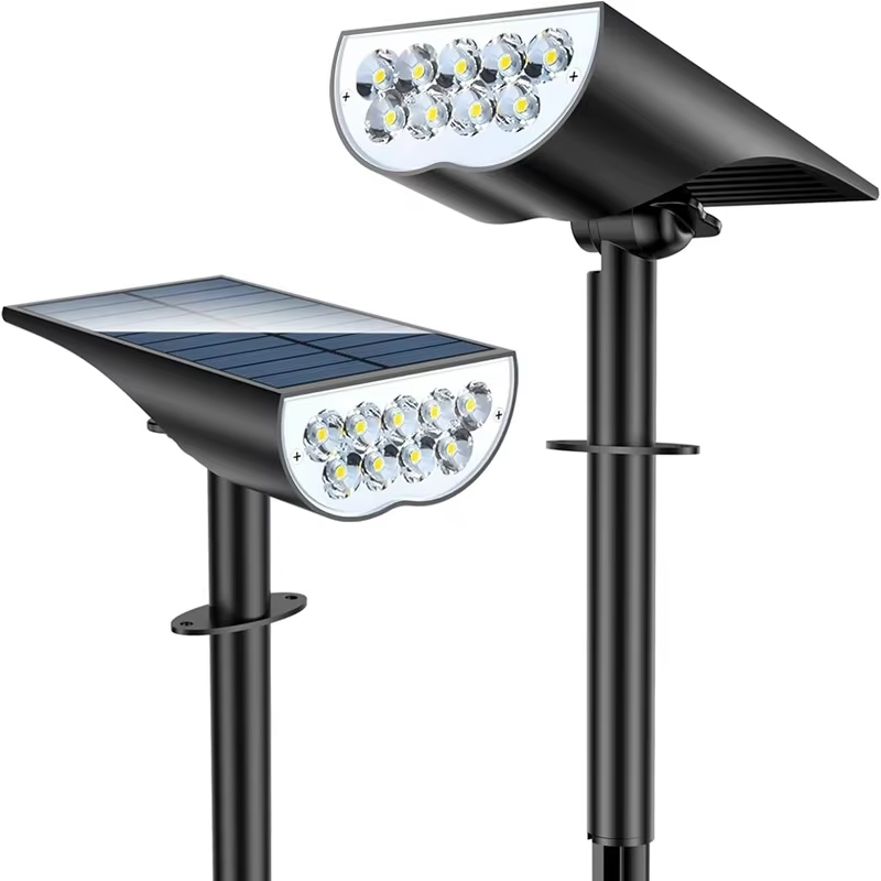 Outdoor Lighting And Landscape - ไฟสปอร์ตไลท์โซลาร์เซลล์สำหรับสวน 9 ดวง แสงสีขาวอบอุ่น RGB ไฟตกแต่งภูมิทัศน์
