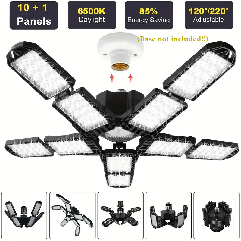 Outdoor Lighting Warehouse - แผงที่เปลี่ยนรูปได้ LED ไฟโรงรถสกรูเข้าหลอดไฟ E26/E27 (ไม่รวม) โคมไฟเพดานสําหรับการประชุมเชิงปฏิบัติการคลังสินค้าอุตสาหกรรมติดตั้ง