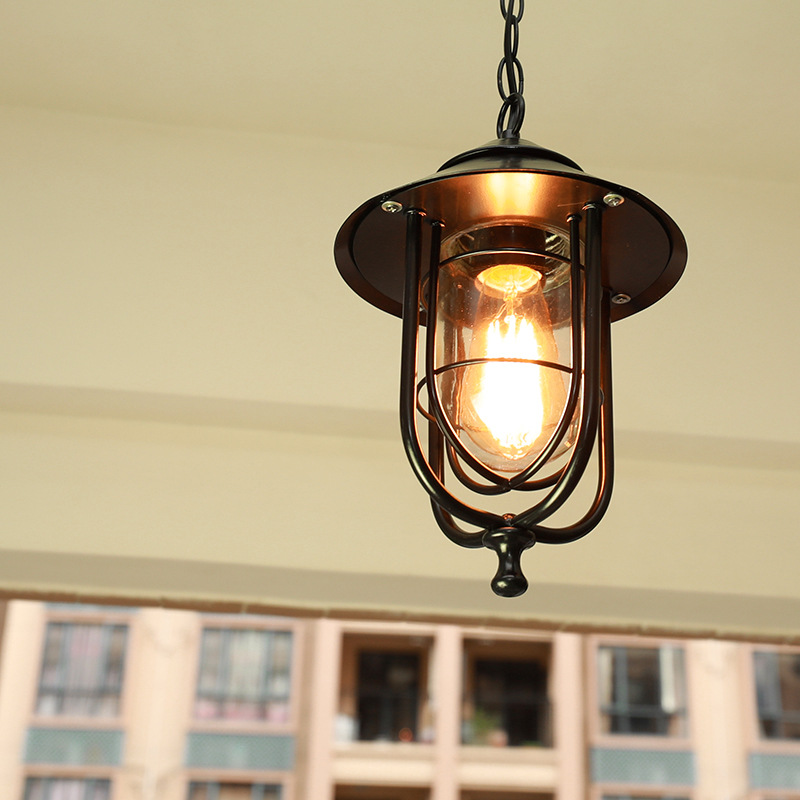 Outdoor Lighting Restaurant - กลางแจ้งโคมไฟระย้า Vintage Loft จี้อุตสาหกรรมโคมไฟแก้วสไตล์ยุโรปทางเดินระเบียงร้านอาหารโคมไฟ
