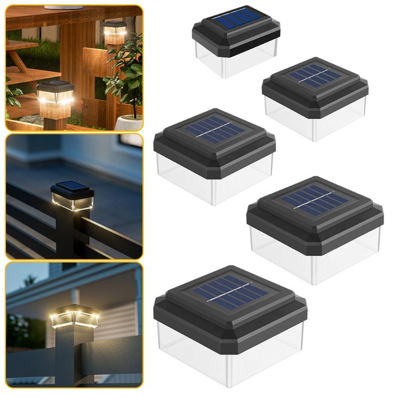 Outdoor Lighting On Fence - ไฟ LED พลังงานแสงอาทิตย์สำหรับติดตั้งบนเสา สำหรับรั้วกลางแจ้ง กันน้ำระดับ IP65