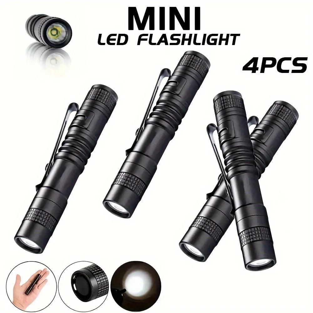 Outdoor Lighting House - 1-4PCS มินิแบบพกพาไฟ LED ปากกาพ็อกเก็ตอัลตร้าไบรท์ ฮายลูเมนไฟฉายมือถือไฟฉายสำหรับตั้งแคมป์กลางแจ้งฉุกเฉิน