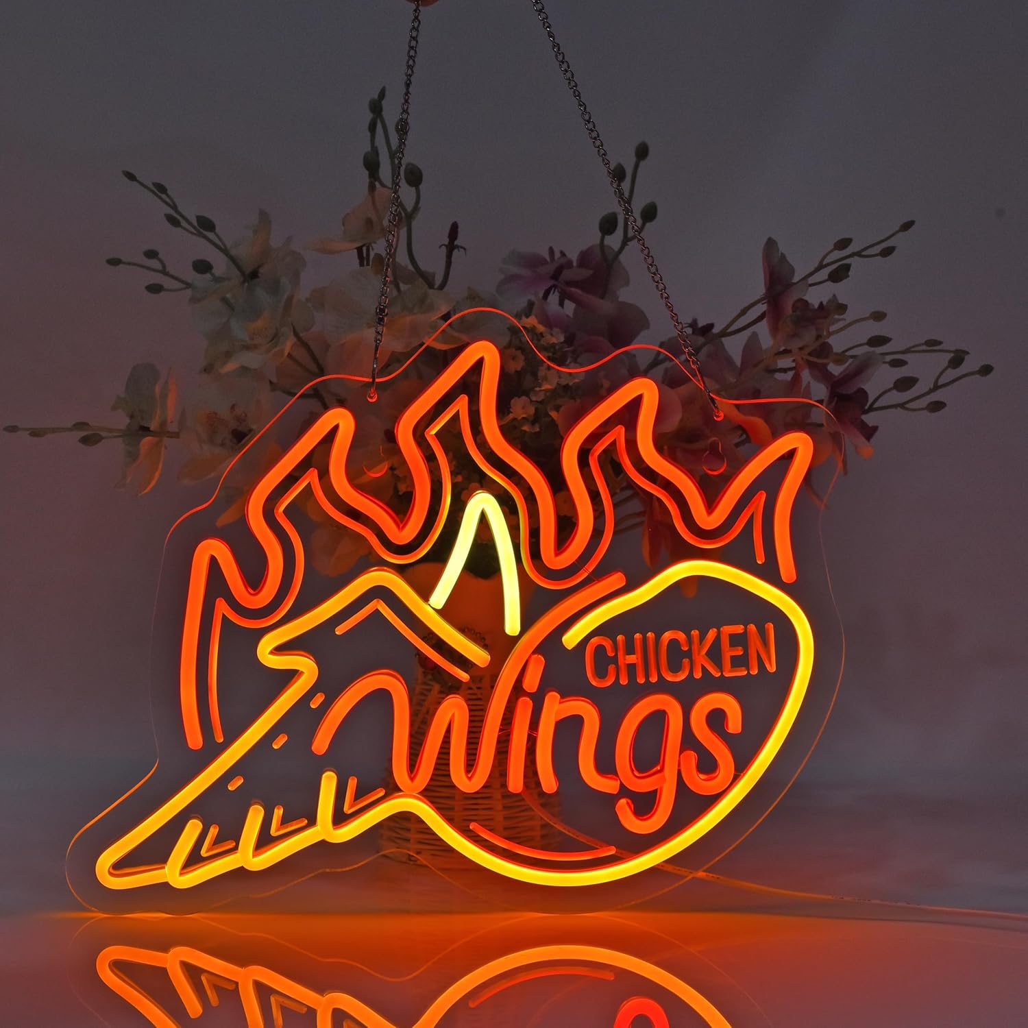 ป้ายไฟนีออน LED รูปปีกไก่สีส้ม - Outdoor Lighting Restaurant บทวิจารณ์และราคา