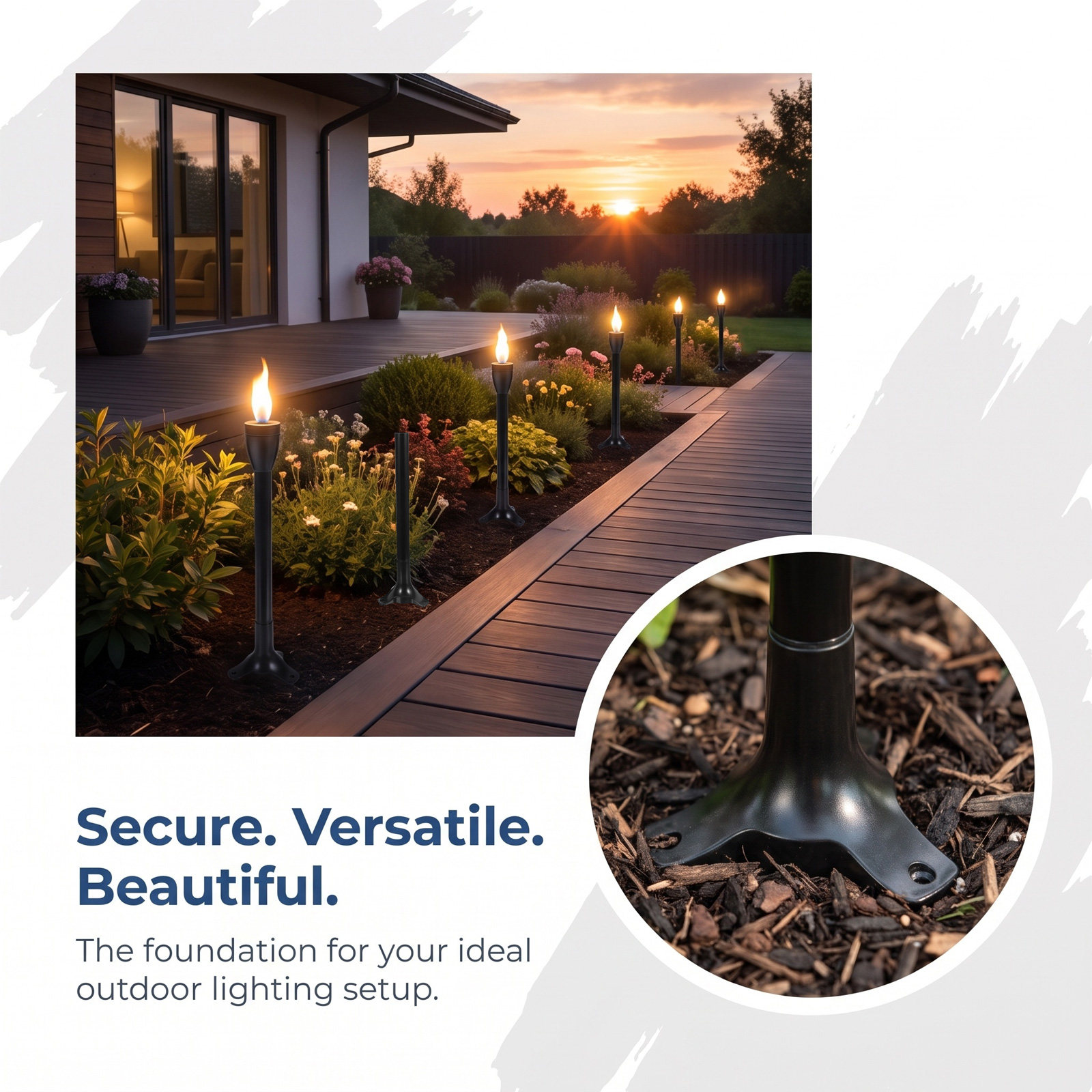 ชุด 6 ชิ้น ฐานยึดเสาไฟสวนแบบสา - Outdoor Lighting Pole บทวิจารณ์และราคา